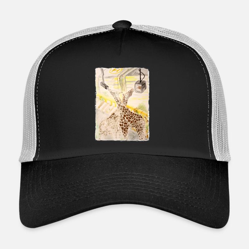 Giraffe Amid Neon Transit Trucker Cap