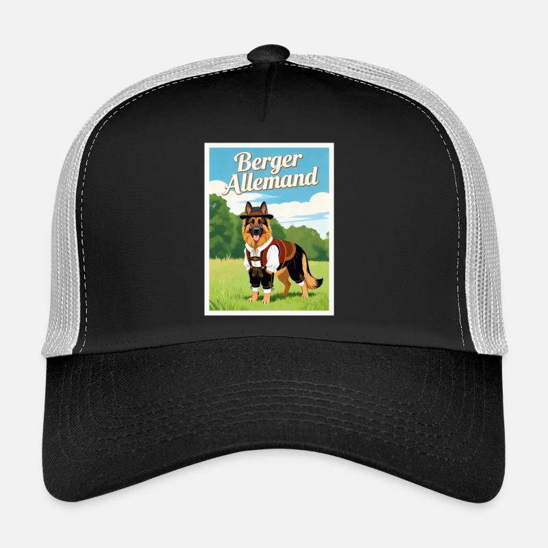 Deutscher Schäferhund in bayerischer Tracht - Trucker Cap - Schwarz/Steingrau