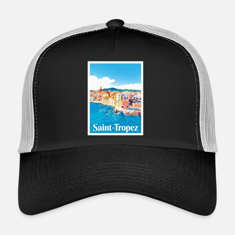 Saint-Tropez Côte d'Azur - Trucker Cap - Schwarz/Steingrau
