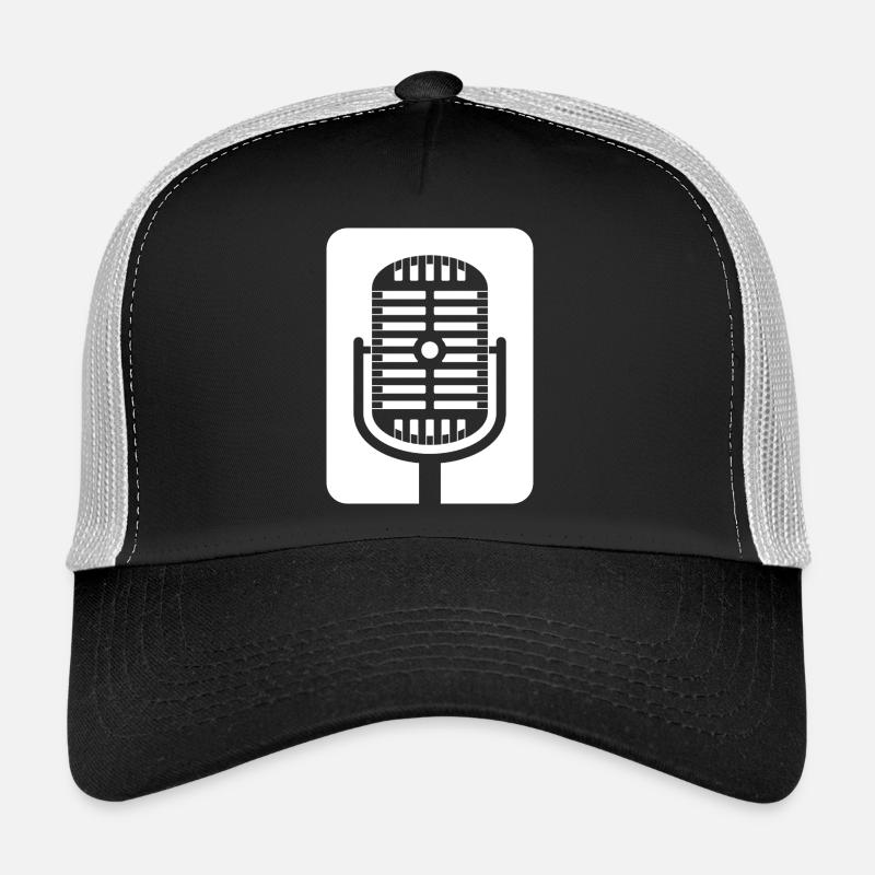 Retro Microphone Emblem Trucker Cap
