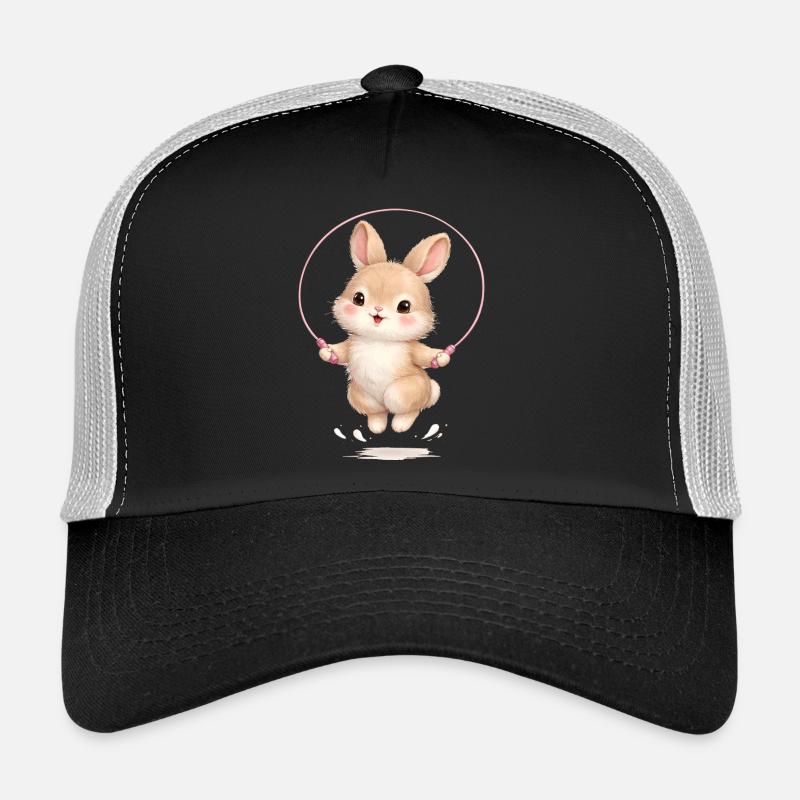 Süßer Hase beim Seilspringen  - Trucker Cap - Schwarz/Steingrau