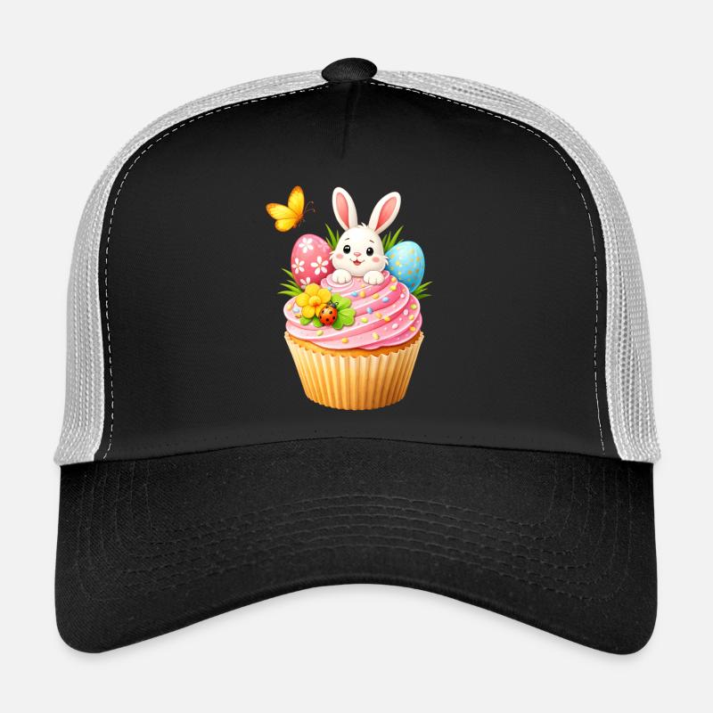 Cute Easter Bunny Cupcake with Colorful Easter Eggs Trucker Cap