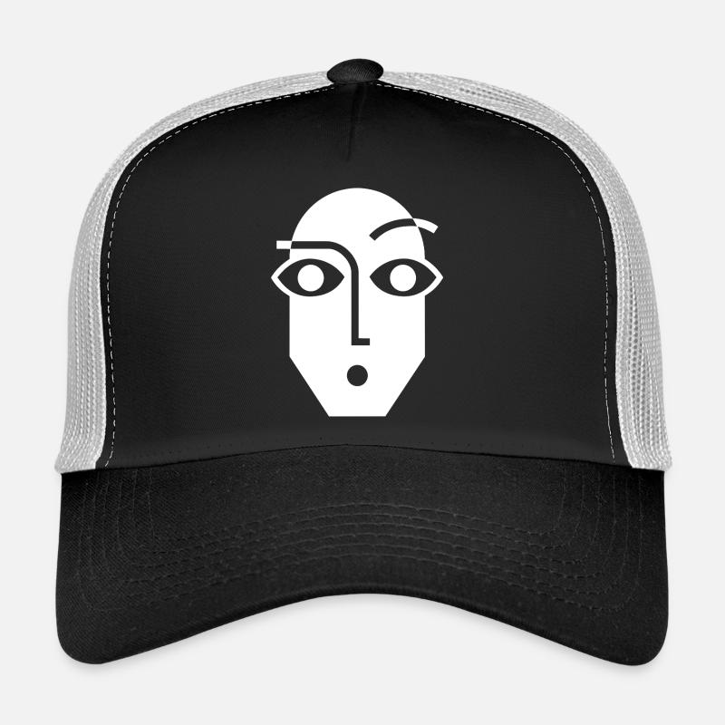 Black and White Linear Abstract Face - Trucker Cap - black/stone grey