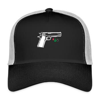 1911 Zubehör 1911 .45 ACP Sportschießen IPSC - Trucker Cap - Schwarz/Steingrau - Vorne