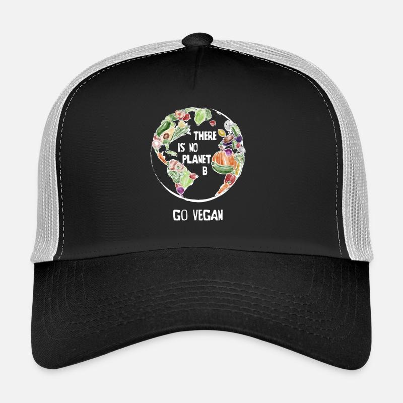 There Is No Planet B, Go Vegan! - Trucker Cap - Schwarz/Steingrau