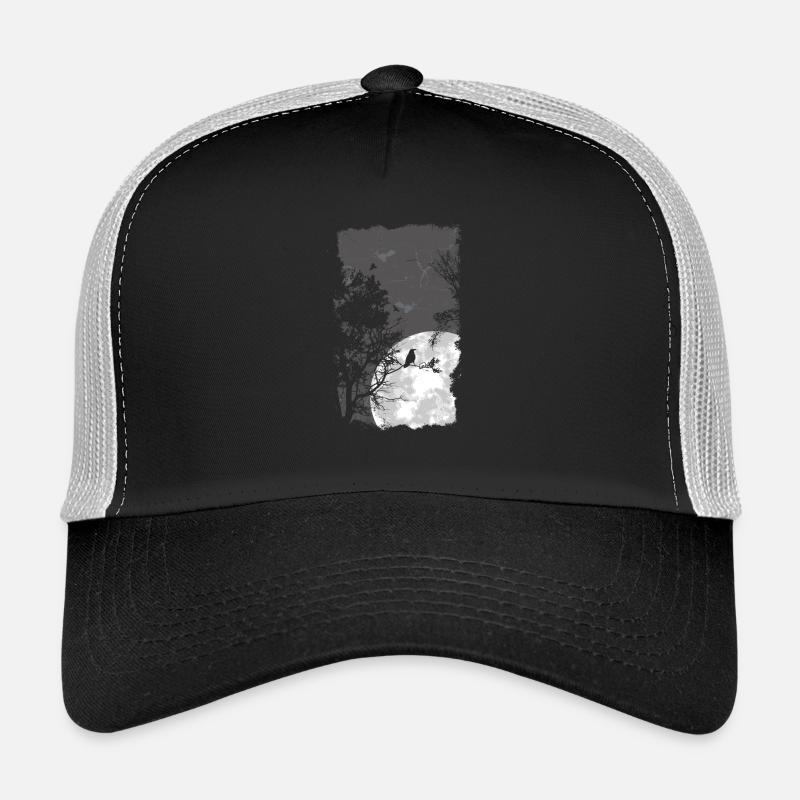 Full moon trees and birds Trucker Cap