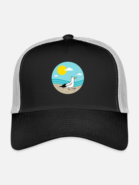 Seagull at the sea - Trucker Cap - black/stone grey - Front