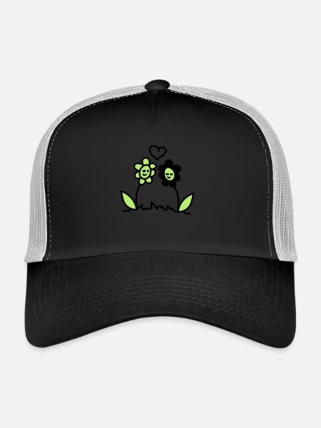 Fleurs dans l'amour - Casquette trucker  - noir/gris pierre - Devant