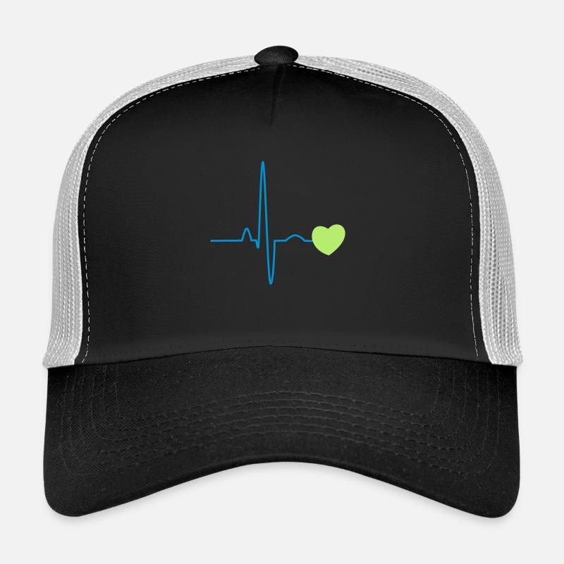 Herzschlag mit Herz 2c - Trucker Cap - Schwarz/Steingrau