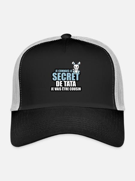 je connais le secret de tata je vais être cousin - Casquette trucker  - noir/gris pierre - Devant