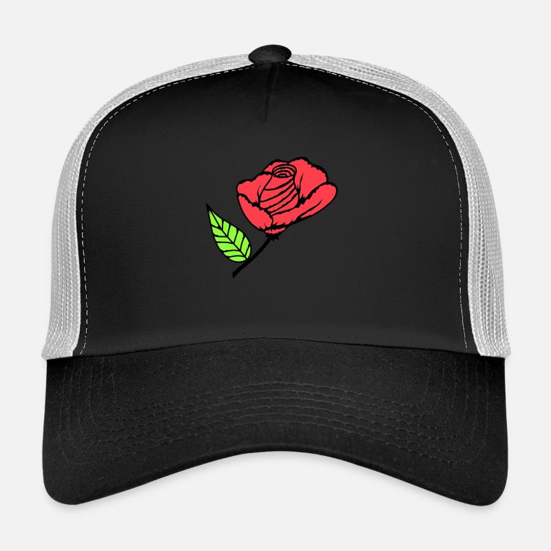 Jolie belle fleur de rose feuille roses romantique Casquette trucker 