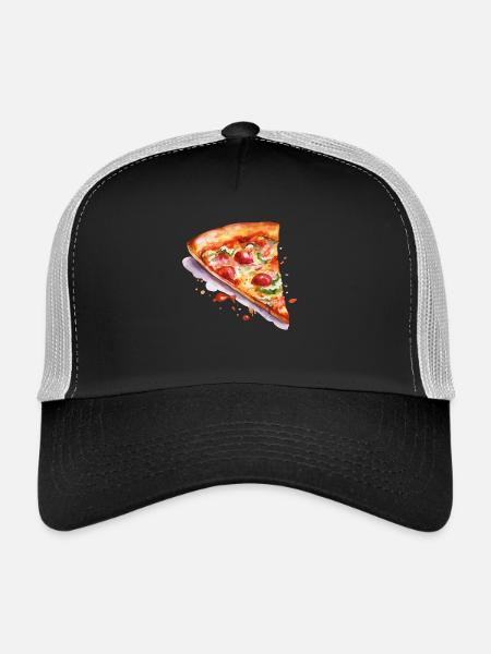pizza - Casquette trucker  - noir/gris pierre - Devant