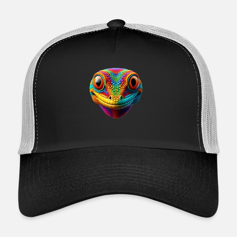 Colorful Gecko Head 1 - Trucker Cap - black/stone grey