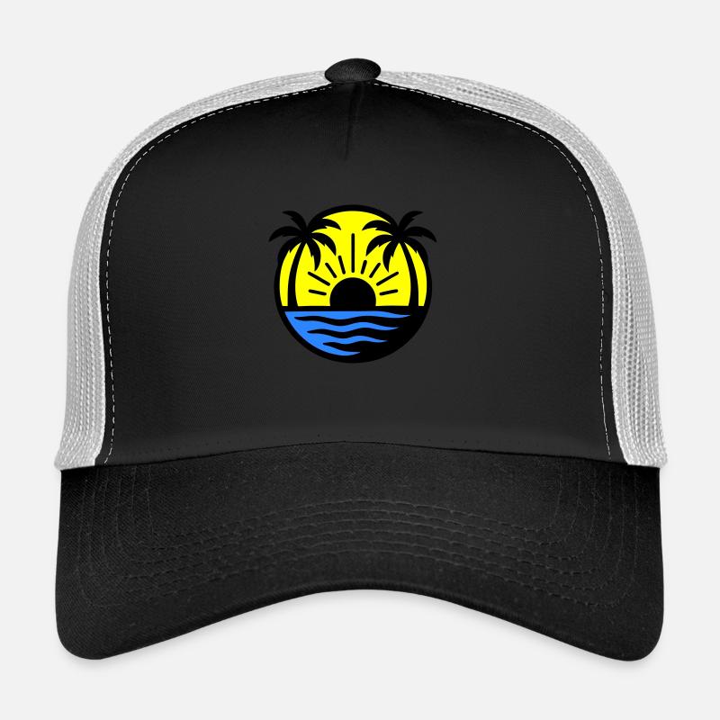 Palm Trees Beach Sunset Trucker Cap