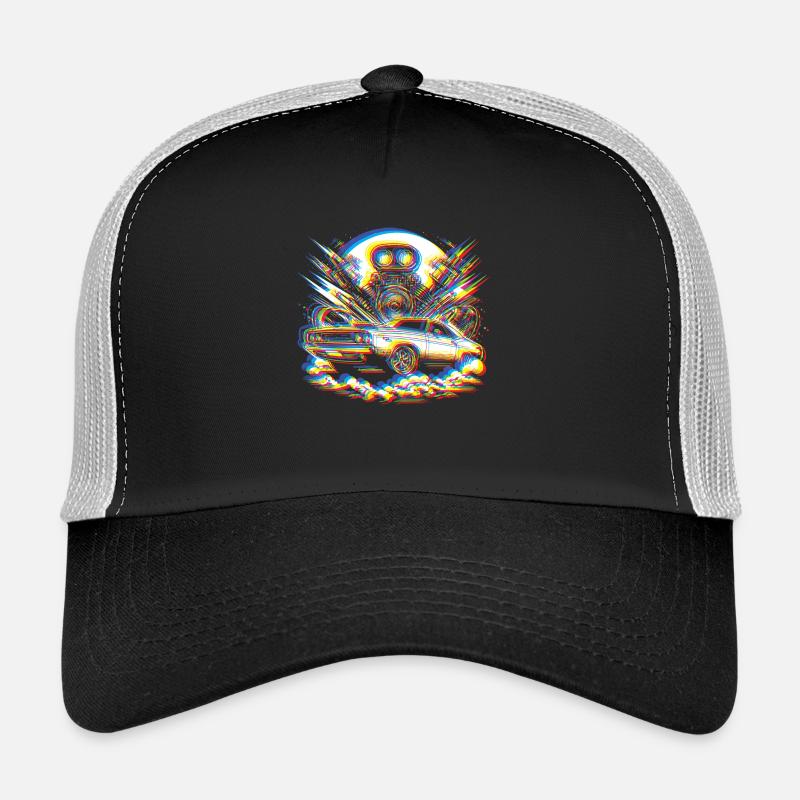 Oldtimer - 80er Jahre Urban Style Auto - Trucker Cap - Schwarz/Steingrau