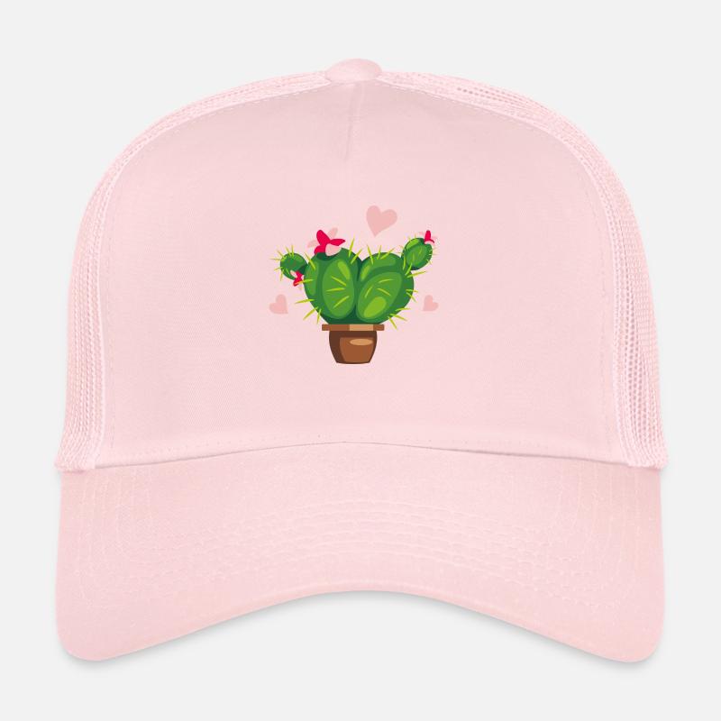 Cactus en fleurs en forme de cœur Casquette trucker 