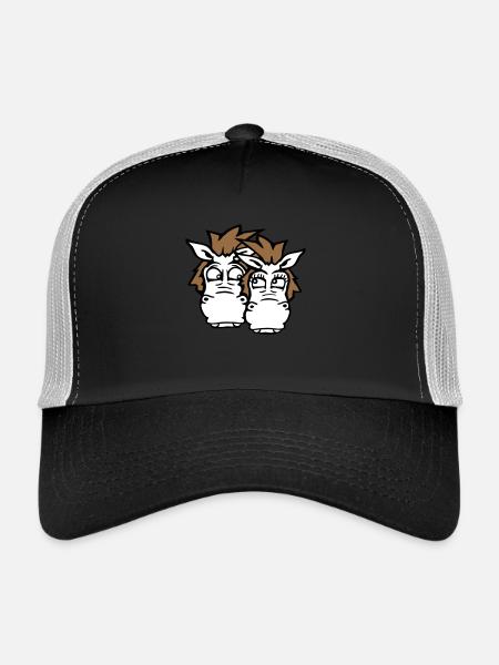 2 Horses Couple Funny Crazy Couple In Love - Trucker Cap - black/stone grey - Front