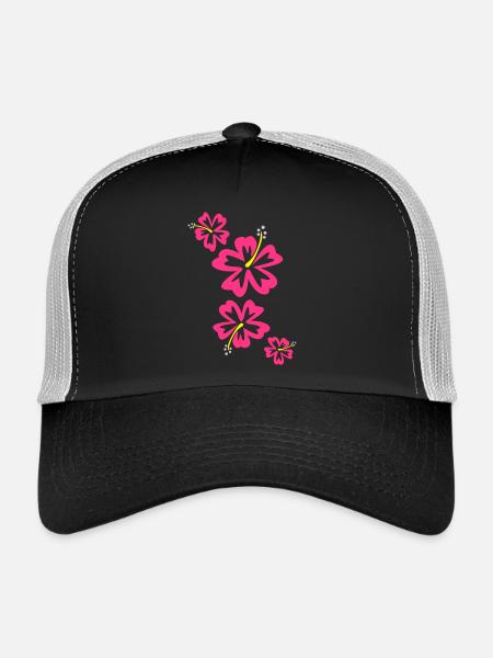 Hawaii Flower - Trucker Cap - Schwarz/Steingrau