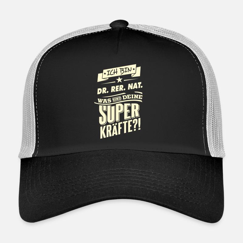 Superkräfte ich bin DR RER NAT - RAHMENLOS - Trucker Cap - Schwarz/Steingrau