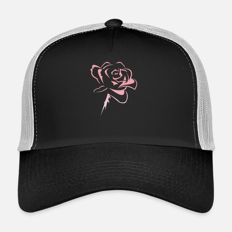 Blume,Rose - Trucker Cap - Schwarz/Steingrau