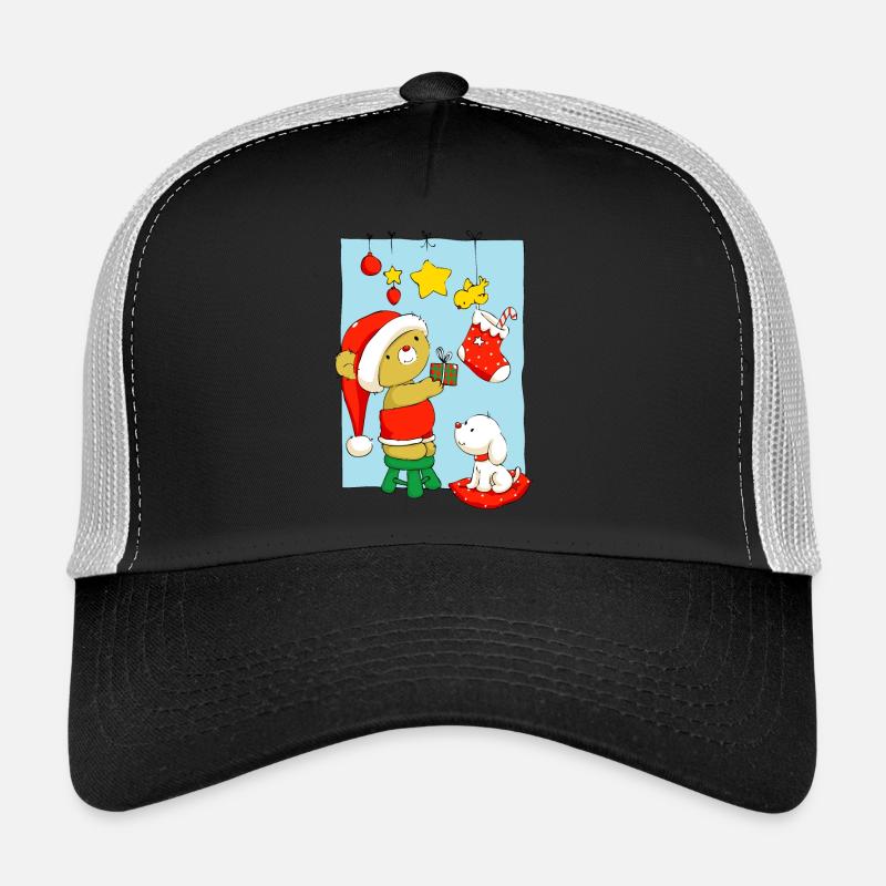 Christmas Bear doing Christmas decorations - Trucker Cap - black/stone grey