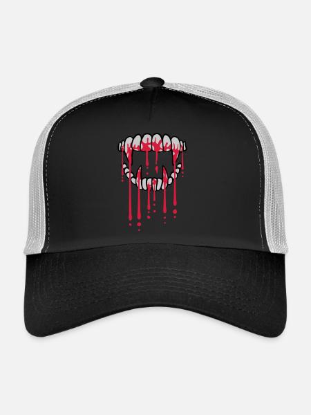 Gouttes de sang vampire - Casquette trucker  - noir/gris pierre - Devant