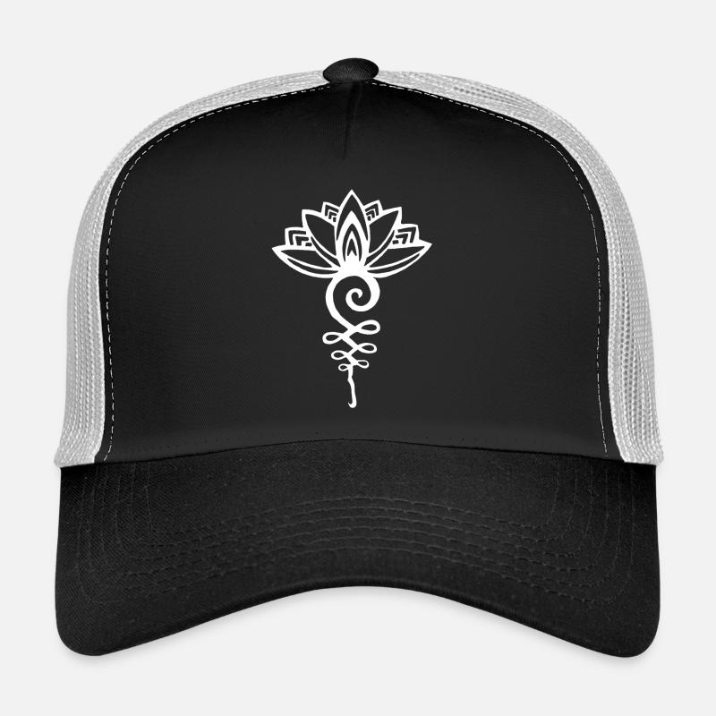 Ewiger weißer Lotus - Trucker Cap - Schwarz/Steingrau