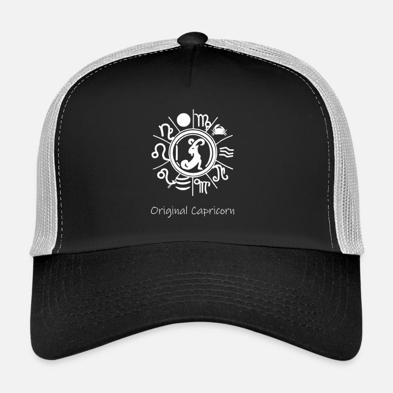 Sternzeichen Steinbock 001 weiß - Trucker Cap - Schwarz/Steingrau