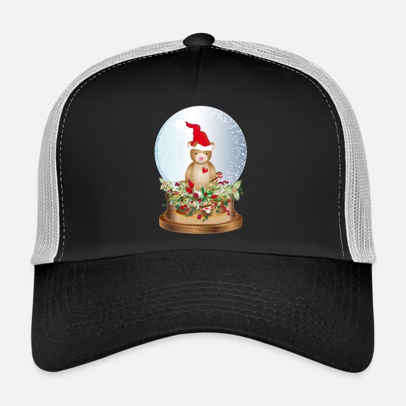 schöne nostalgische Schneekugel mit Teddybär - Trucker Cap - Schwarz/Steingrau