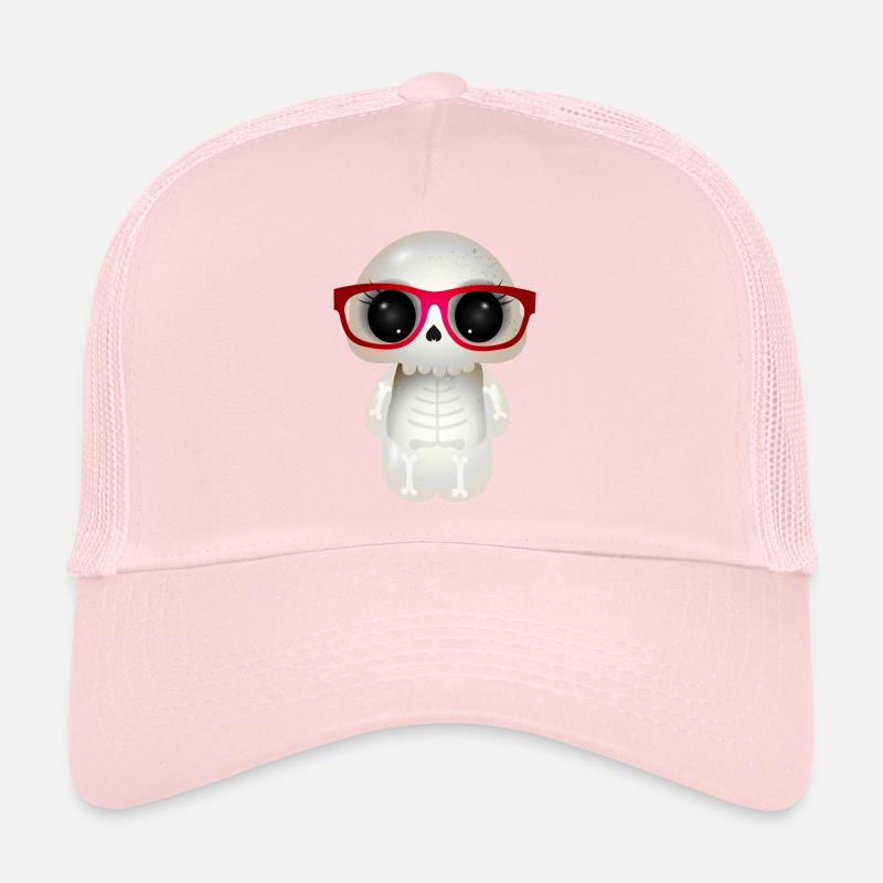 Crâne mignon avec des lunettes de nerd rouges Casquette trucker 