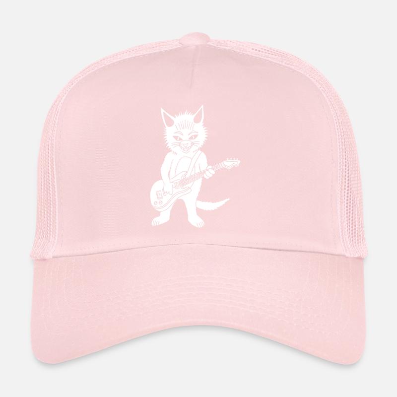 Chat blanc guitariste Casquette trucker 