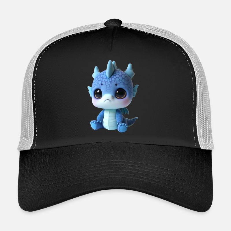 Charme en peluche dragon mignon - Casquette trucker - noir/gris pierre