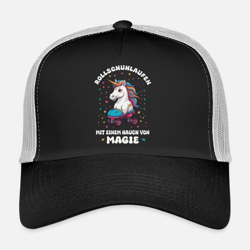 Einhorn Rollschuhlaufen - Trucker Cap - Schwarz/Steingrau