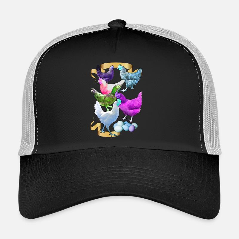 Alex' Hühner in funky Farben - Trucker Cap - Schwarz/Steingrau
