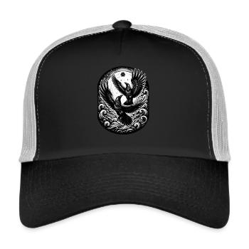 Wikinger, Raben, Hugin, Munin - Trucker Cap - Schwarz/Steingrau - Vorne