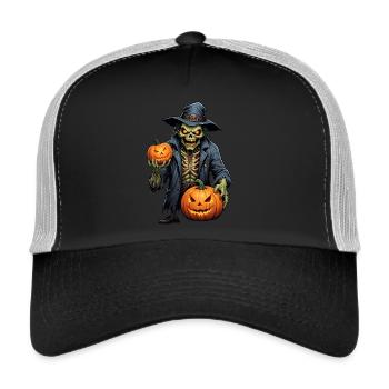 Halloween - Zombie Horror Horror with Pumpkin - Trucker Cap - black/stone grey - Front
