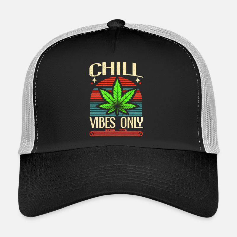 Chill Vibes Only Retro Cannabis Leaf Since 1996 Trucker Cap