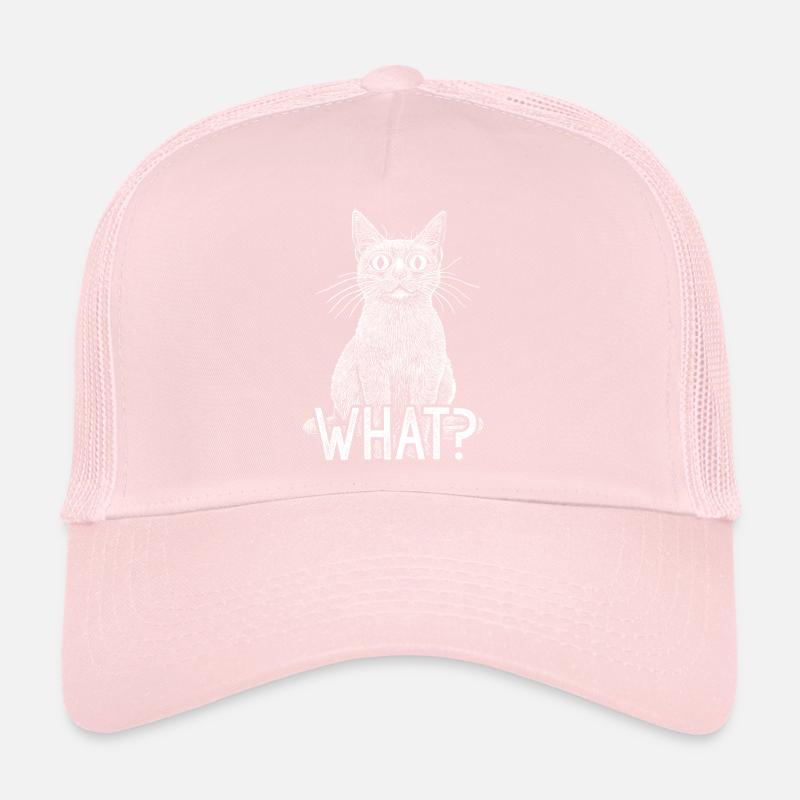Chat Quoi Chat Blanc Drôle Avec Un Regard D’Horreur Intense Casquette trucker 