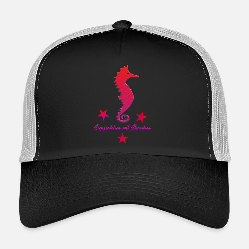 rotes Seepferdchen mit Sternchen pink - Trucker Cap - Schwarz/Steingrau