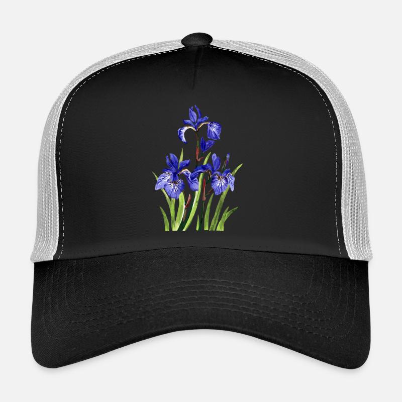 Blumen - Trucker Cap - Schwarz/Steingrau