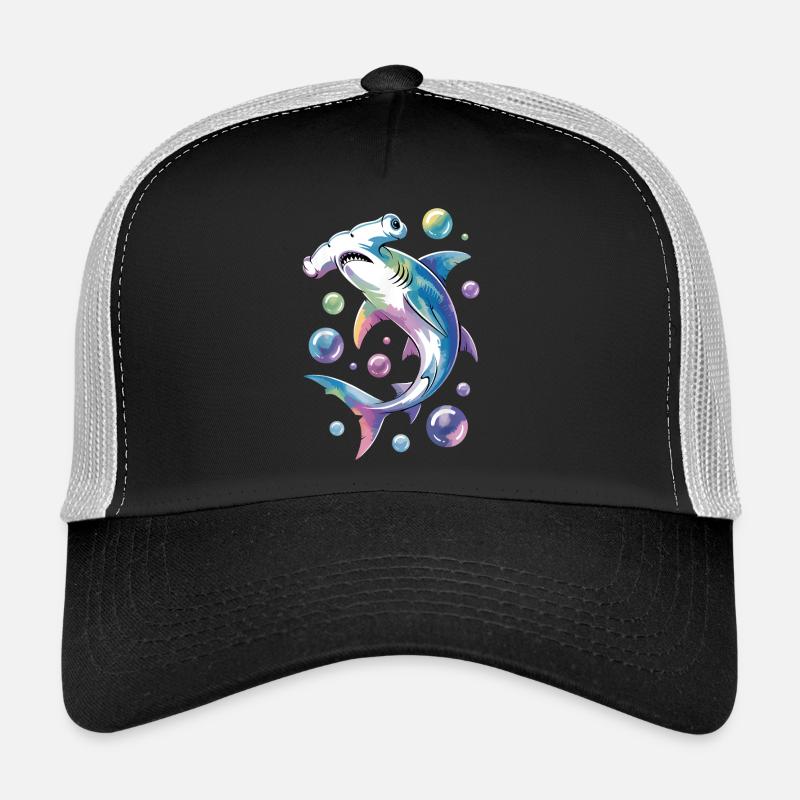 Lebendiger Hai mit Blasenakzenten Trucker Cap