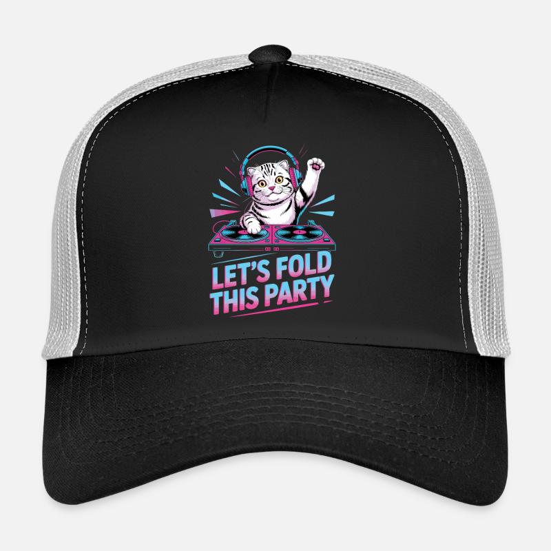 DJ Humor Tier Schottisch Fold Chat - Trucker Cap - Schwarz/Steingrau