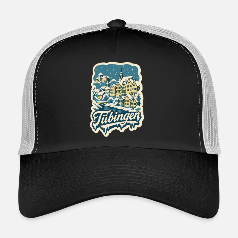 Tübingen Baden-Württemberg Winter   - Trucker Cap - Schwarz/Steingrau
