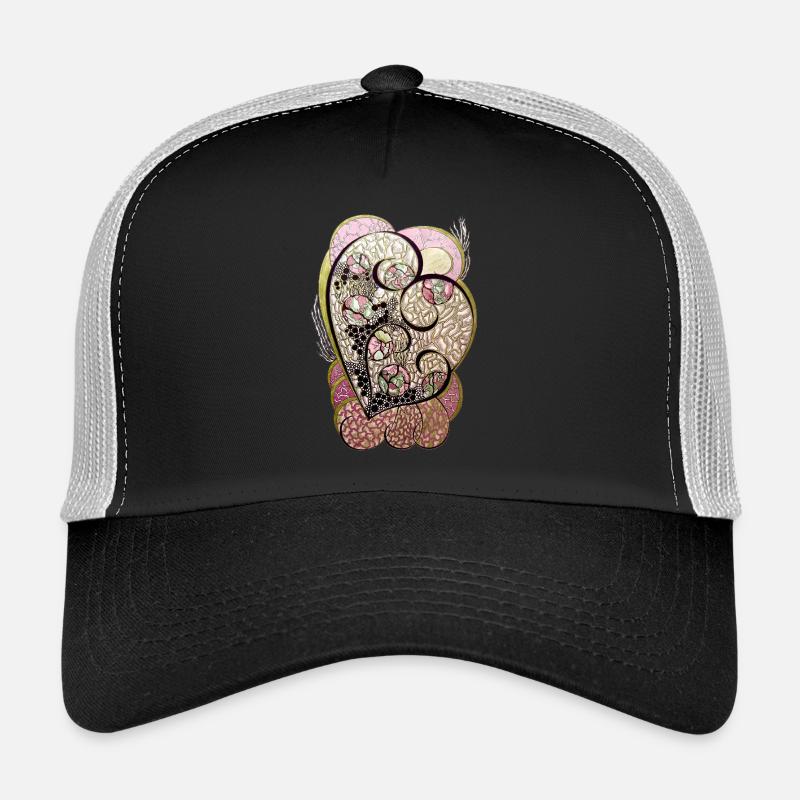 Ornement en forme de cœur Feuillage rose doré Casquette trucker 