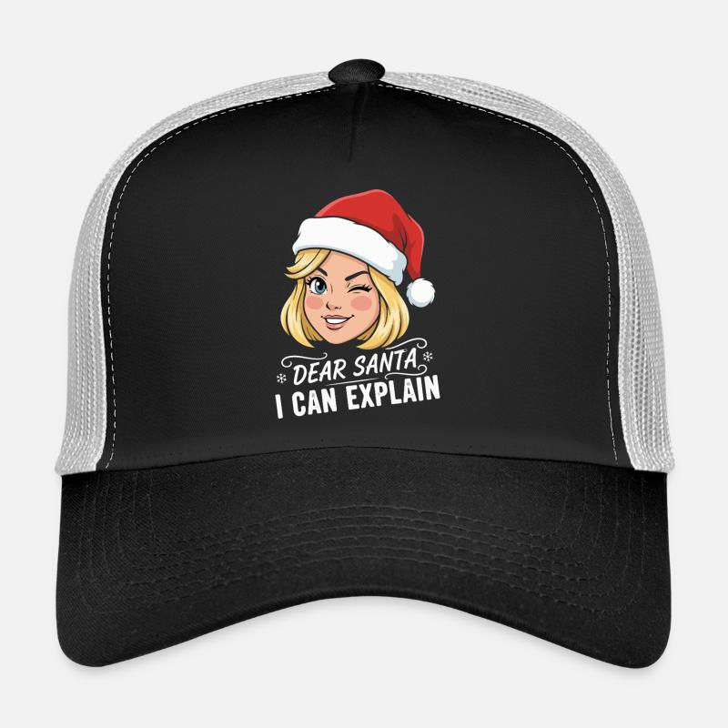 Dear Santa I Can Explain Cartoon Trucker Cap