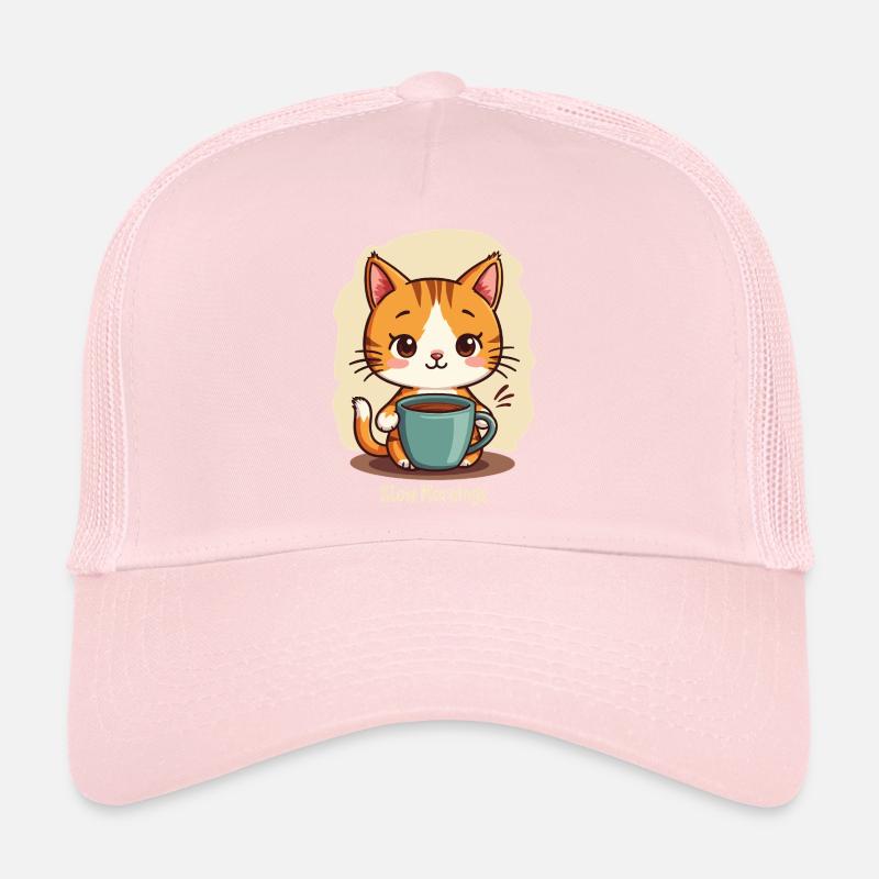 Chat lent du matin avec café Casquette trucker 