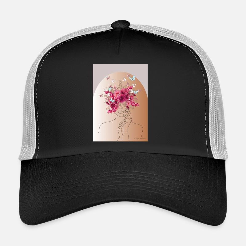 Flower head with butterfly crown - Trucker Cap - black/stone grey