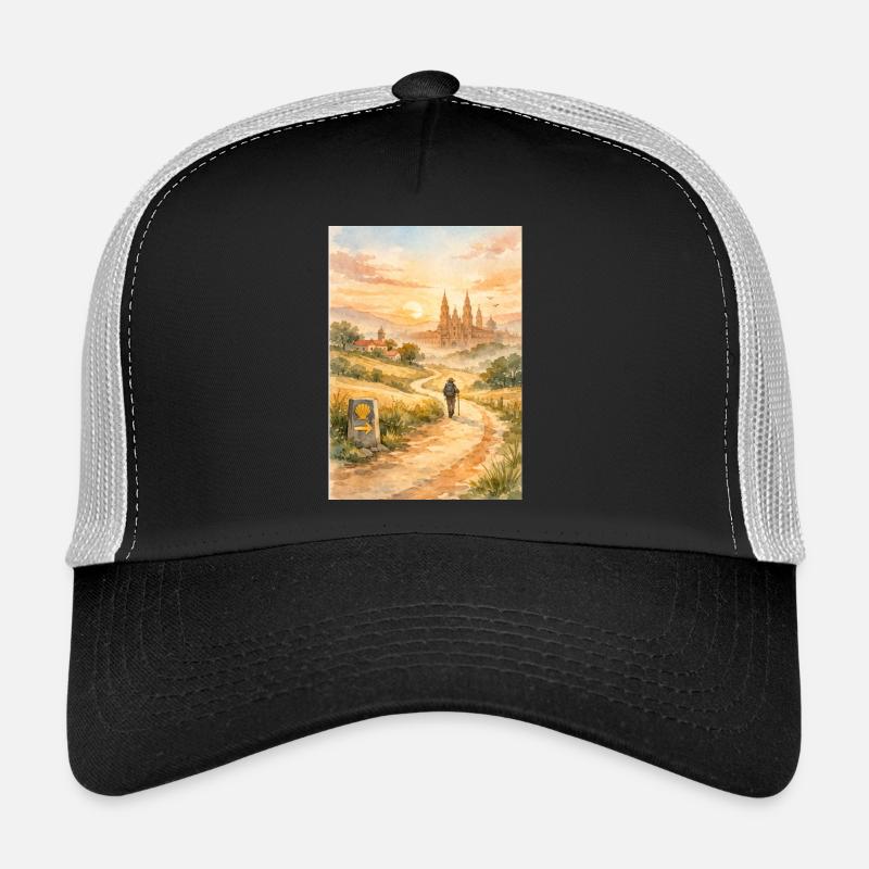 Peinture du pèlerin à Saint-Jacques-de-Compostelle Casquette trucker 