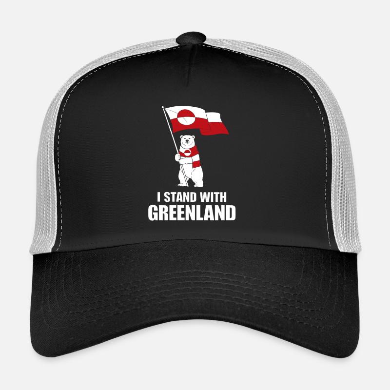 Greenland Support: Bear and Flag - Trucker Cap - black/stone grey
