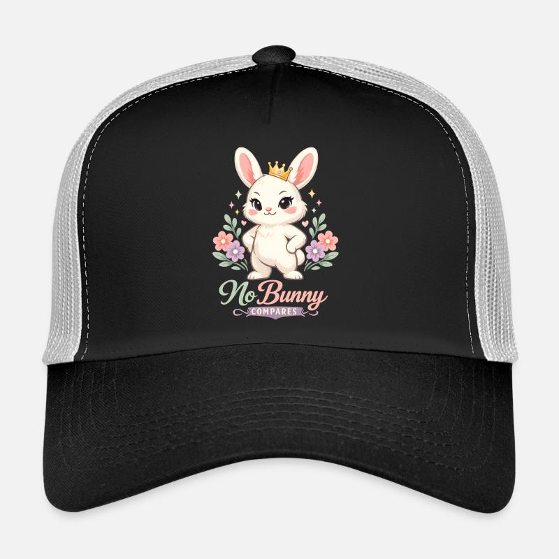 Cute Easter bunny with colorful egg and lettering Trucker Cap